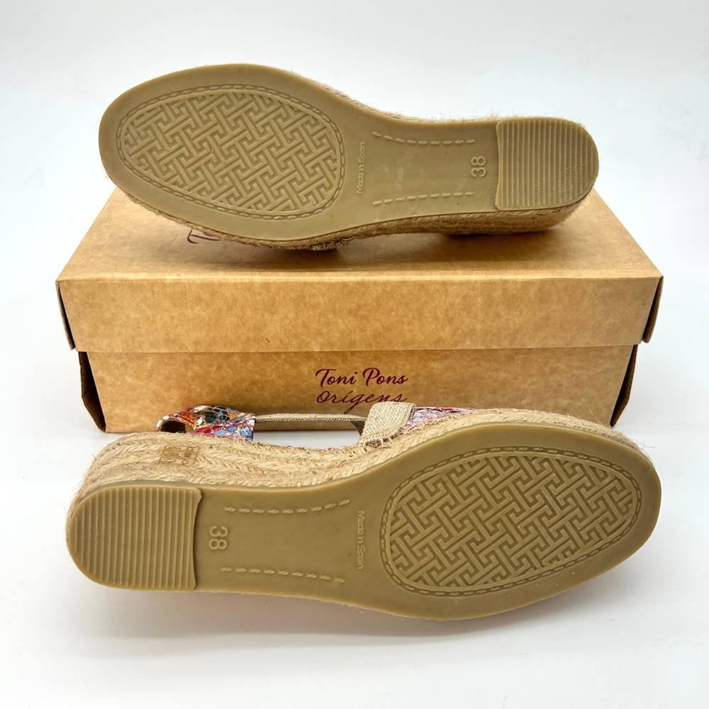 Wedge Espadrille Sandals Toni Pons Telva Womens Sz 7.5 Colorful Floral Print NEW - Picture 5 of 7